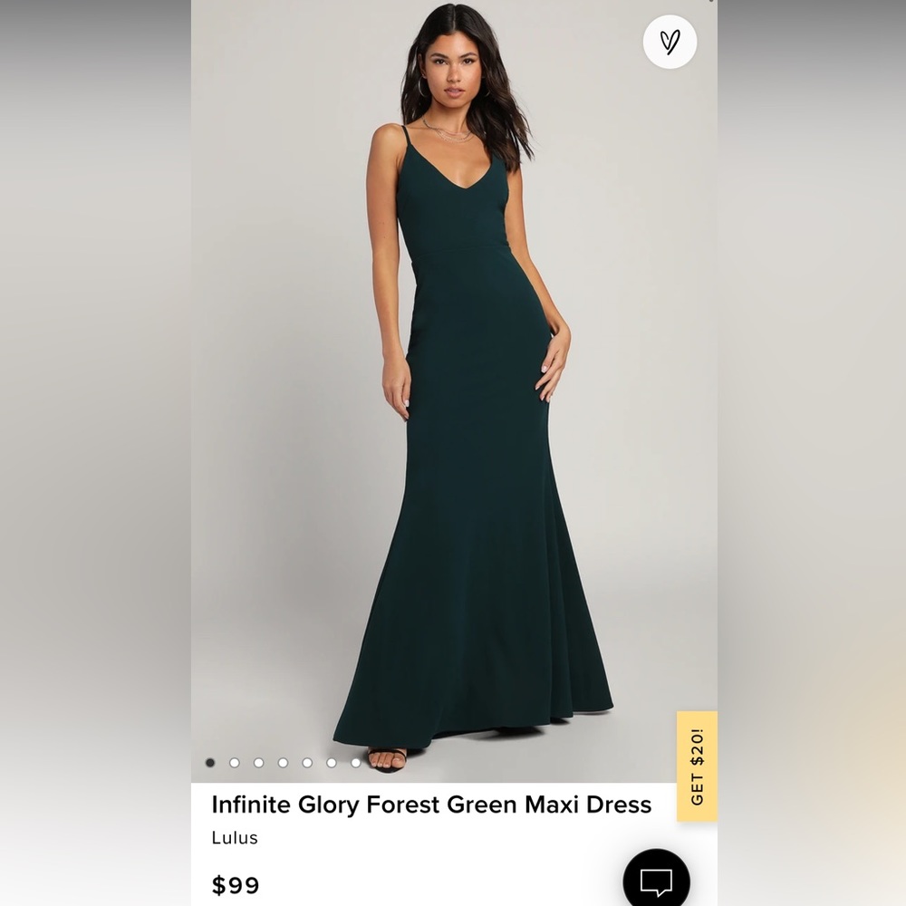 Infinite Glory forest green maxi dress gown